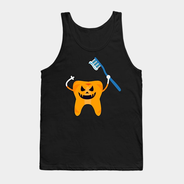 Halloween Tooth Pumpkin Dentist Gift Tank Top by Walkowiakvandersteen